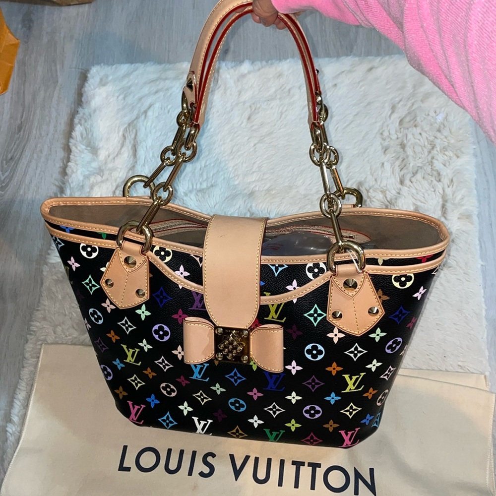 Authentic Louis Vuitton black multicolor Annie preowned with dustbag